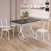 Conjunto Sala de Jantar Mesa Retangular 100x60cm Tampo Madeira Mdp Ardósia Indiana 4 Cadeiras Rio