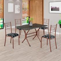 Conjunto Sala de Jantar Mesa Retangular 100x60cm Tampo Pedra Ardósia Indiana 4 Cadeiras Paraty