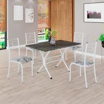 Conjunto Sala de Jantar Mesa Retangular 100x60cm Tampo Pedra Ardósia Indiana 4 Cadeiras Paraty Conjunto Sala de Jantar Mesa Retangular 100x60cm Tampo Pedra Ardósia Indiana 4 Cadeiras Paraty