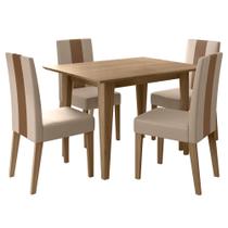 Conjunto Sala de Jantar Mesa Retangular 120cm Kate com 4 Cadeiras Linea Carvalho/Marfim - Poliman