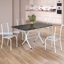 Conjunto Sala de Jantar Mesa Retangular 120x75cm Tampo Ardósia Indiana 4 Cadeiras Rio Branco/Paraopeba