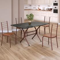 Conjunto Sala de Jantar Mesa Retangular 120x75cm Tampo Ardósia Indiana 4 Cadeiras Rio Conjunto Sala de Jantar Mesa Retangular 120x75cm Tampo Ardósia Indiana 4 Cadeiras Rio