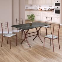 Conjunto Sala de Jantar Mesa Retangular 120x75cm Tampo Ardósia Indiana 4 Cadeiras Rio Conjunto Sala de Jantar Mesa Retangular 120x75cm Tampo Ardósia Indiana 4 Cadeiras Rio