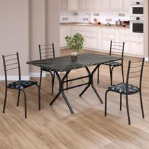 Conjunto Sala de Jantar Mesa Retangular 120x75cm Tampo Ardósia Indiana 4 Cadeiras Rio