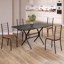 Conjunto Sala de Jantar Mesa Retangular 120x75cm Tampo Ardósia Indiana 4 Cadeiras Rio Conjunto Sala de Jantar Mesa Retangular 120x75cm Tampo Ardósia Indiana 4 Cadeiras Rio