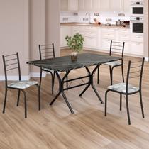 Conjunto Sala de Jantar Mesa Retangular 120x75cm Tampo Ardósia Indiana 4 Cadeiras Rio Conjunto Sala de Jantar Mesa Retangular 120x75cm Tampo Ardósia Indiana 4 Cadeiras Rio
