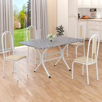 Conjunto Sala de Jantar Mesa Retangular 120x75cm Tampo Granito Ocre 4 Cadeiras Linda Yescasa