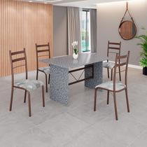 Conjunto Sala de Jantar Mesa Retangular 120x75cm Tampo Granito Ocre 4 Cadeiras Marselha