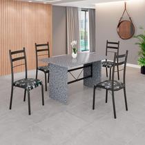 Conjunto Sala de Jantar Mesa Retangular 120x75cm Tampo Granito Ocre 4 Cadeiras Marselha
