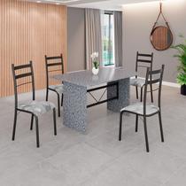 Conjunto Sala de Jantar Mesa Retangular 120x75cm Tampo Granito Ocre 4 Cadeiras Marselha Conjunto Sala de Jantar Mesa Retangular 120x75cm Tampo Granito Ocre 4 Cadeiras Marselha