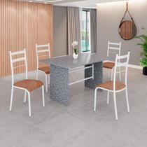 Conjunto Sala de Jantar Mesa Retangular 120x75cm Tampo Granito Ocre 4 Cadeiras Marselha