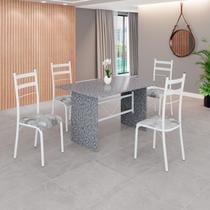 Conjunto Sala de Jantar Mesa Retangular 120x75cm Tampo Granito Ocre 4 Cadeiras Marselha