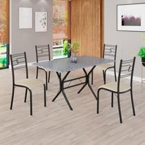 Conjunto Sala de Jantar Mesa Retangular 120x75cm Tampo Granito Ocre 4 Cadeiras Paraty