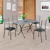 Conjunto Sala de Jantar Mesa Retangular 120x75cm Tampo Granito Ocre 4 Cadeiras Paraty