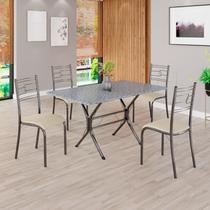 Conjunto Sala de Jantar Mesa Retangular 120x75cm Tampo Granito Ocre 4 Cadeiras Paraty