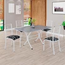 Conjunto Sala de Jantar Mesa Retangular 120x75cm Tampo Granito Ocre 4 Cadeiras Paraty