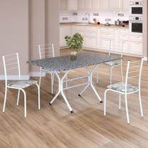 Conjunto Sala de Jantar Mesa Retangular 120x75cm Tampo Granito Ocre 4 Cadeiras Rio Branco/Paraopeba