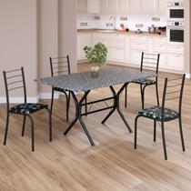 Conjunto Sala de Jantar Mesa Retangular 120x75cm Tampo Granito Ocre 4 Cadeiras Rio