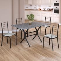 Conjunto Sala de Jantar Mesa Retangular 120x75cm Tampo Granito Ocre 4 Cadeiras Rio Conjunto Sala de Jantar Mesa Retangular 120x75cm Tampo Granito Ocre 4 Cadeiras Rio