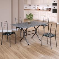 Conjunto Sala de Jantar Mesa Retangular 120x75cm Tampo Granito Ocre 4 Cadeiras Rio Conjunto Sala de Jantar Mesa Retangular 120x75cm Tampo Granito Ocre 4 Cadeiras Rio