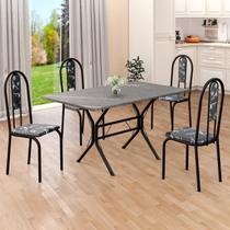 Conjunto Sala de Jantar Mesa Retangular 120x75cm Tampo Granito Topázio 4 Cadeiras Linda Yescasa