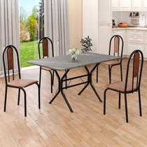 Conjunto Sala de Jantar Mesa Retangular 120x75cm Tampo Granito Topázio 4 Cadeiras Linda Yescasa Conjunto Sala de Jantar Mesa Retangular 120x75cm Tampo Granito Topázio 4 Cadeiras Linda Yescasa