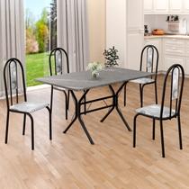 Conjunto Sala de Jantar Mesa Retangular 120x75cm Tampo Granito Topázio 4 Cadeiras Linda Yescasa