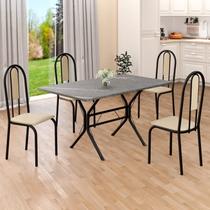 Conjunto Sala de Jantar Mesa Retangular 120x75cm Tampo Granito Topázio 4 Cadeiras Linda Yescasa