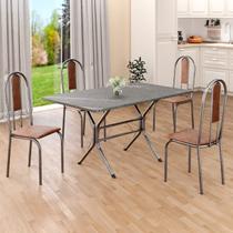 Conjunto Sala de Jantar Mesa Retangular 120x75cm Tampo Granito Topázio 4 Cadeiras Linda Yescasa