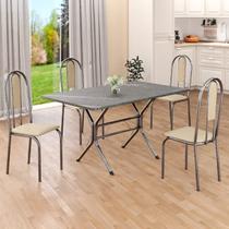 Conjunto Sala de Jantar Mesa Retangular 120x75cm Tampo Granito Topázio 4 Cadeiras Linda Yescasa