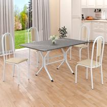 Conjunto Sala de Jantar Mesa Retangular 120x75cm Tampo Granito Topázio 4 Cadeiras Linda Yescasa Conjunto Sala de Jantar Mesa Retangular 120x75cm Tampo Granito Topázio 4 Cadeiras Linda Yescasa