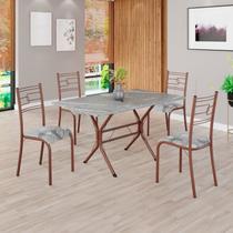 Conjunto Sala de Jantar Mesa Retangular 120x75cm Tampo Granito Topázio 4 Cadeiras Paraty Conjunto Sala de Jantar Mesa Retangular 120x75cm Tampo Granito Topázio 4 Cadeiras Paraty