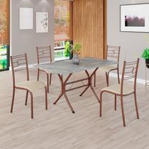 Conjunto Sala de Jantar Mesa Retangular 120x75cm Tampo Granito Topázio 4 Cadeiras Paraty