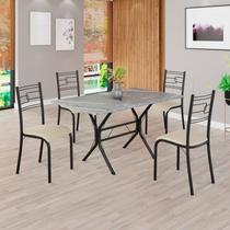 Conjunto Sala de Jantar Mesa Retangular 120x75cm Tampo Granito Topázio 4 Cadeiras Paraty Conjunto Sala de Jantar Mesa Retangular 120x75cm Tampo Granito Topázio 4 Cadeiras Paraty