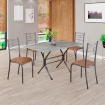 Conjunto Sala de Jantar Mesa Retangular 120x75cm Tampo Granito Topázio 4 Cadeiras Paraty