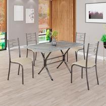 Conjunto Sala de Jantar Mesa Retangular 120x75cm Tampo Granito Topázio 4 Cadeiras Paraty