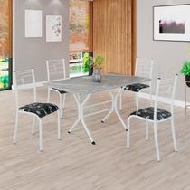 Conjunto Sala de Jantar Mesa Retangular 120x75cm Tampo Granito Topázio 4 Cadeiras Paraty Conjunto Sala de Jantar Mesa Retangular 120x75cm Tampo Granito Topázio 4 Cadeiras Paraty