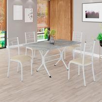 Conjunto Sala de Jantar Mesa Retangular 120x75cm Tampo Granito Topázio 4 Cadeiras Paraty Conjunto Sala de Jantar Mesa Retangular 120x75cm Tampo Granito Topázio 4 Cadeiras Paraty