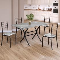 Conjunto Sala de Jantar Mesa Retangular 120x75cm Tampo Granito Topázio 4 Cadeiras Rio