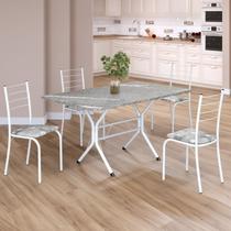 Conjunto Sala de Jantar Mesa Retangular 120x75cm Tampo Granito Topázio 4 Cadeiras Rio Conjunto Sala de Jantar Mesa Retangular 120x75cm Tampo Granito Topázio 4 Cadeiras Rio