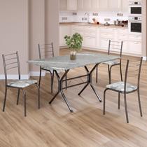Conjunto Sala de Jantar Mesa Retangular 120x75cm Tampo Granito Topázio 4 Cadeiras Rio Prata/Paraopeba/Mart