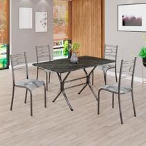 Conjunto Sala de Jantar Mesa Retangular 120x75cm Tampo Madeira Mdp Ardósia Indiana 4 Cadeiras Paraty