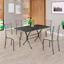 Conjunto Sala de Jantar Mesa Retangular 120x75cm Tampo Madeira Mdp Ardósia Indiana 4 Cadeiras Paraty Conjunto Sala de Jantar Mesa Retangular 120x75cm Tampo Madeira Mdp Ardósia Indiana 4 Cadeiras Paraty