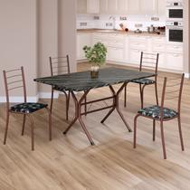 Conjunto Sala de Jantar Mesa Retangular 120x75cm Tampo Madeira Mdp Indiana 4 Cadeiras Rio