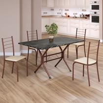 Conjunto Sala de Jantar Mesa Retangular 120x75cm Tampo Madeira Mdp Indiana 4 Cadeiras Rio