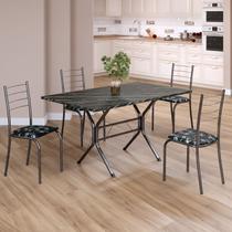 Conjunto Sala de Jantar Mesa Retangular 120x75cm Tampo Madeira Mdp Indiana 4 Cadeiras Rio Conjunto Sala de Jantar Mesa Retangular 120x75cm Tampo Madeira Mdp Indiana 4 Cadeiras Rio