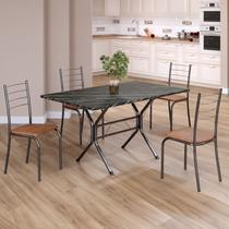 Conjunto Sala de Jantar Mesa Retangular 120x75cm Tampo Madeira Mdp Indiana 4 Cadeiras Rio