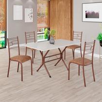 Conjunto Sala de Jantar Mesa Retangular 120x75cm Tampo Madeira Mdp Off White 4 Cadeiras Paraty