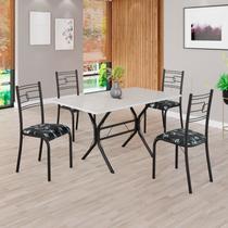 Conjunto Sala de Jantar Mesa Retangular 120x75cm Tampo Madeira Mdp Off White 4 Cadeiras Paraty