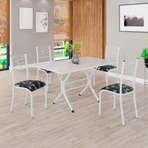 Conjunto Sala de Jantar Mesa Retangular 120x75cm Tampo Madeira Mdp Off White 4 Cadeiras Paraty